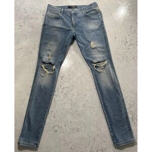 Represent Jeans Mens 32 Blue Medium Wash Slim Fit Distressed UK Streetwear
